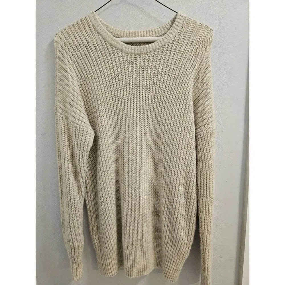 abercrombie & fitch ivory cream glitter shimmer sweater size xs/s - euc